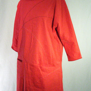 red tunic with rollover collar